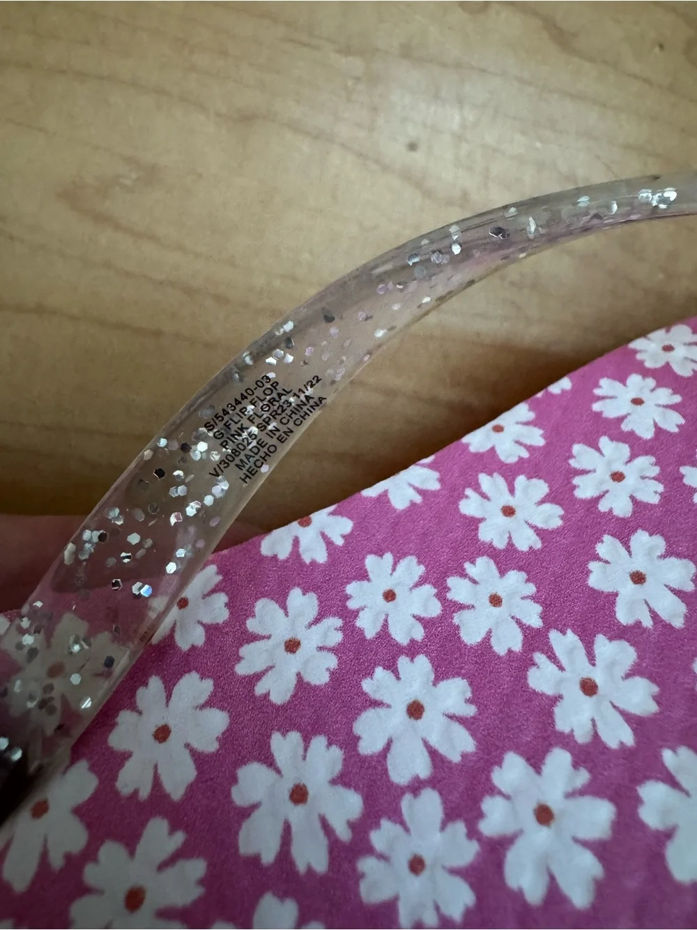 GAP Pink White Daisy Print Kids Flip Flops